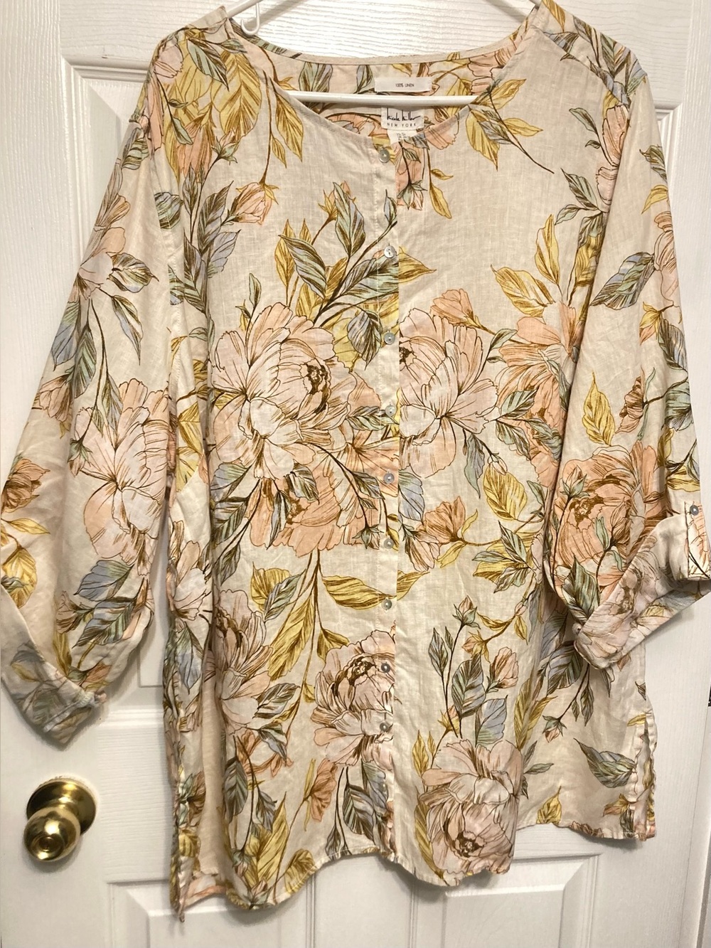 Nicole Miller linen floral blouse